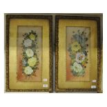 W Rayworth of Derby, a study of flowers, mixed media on porcelain, signed, 44 x 19 cm,