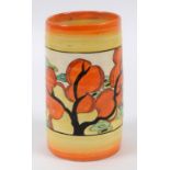 A Clarice Cliff Orange Erin pattern vase, shape number 566, with printed Bizarre mark to base, 12.