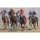 Jake Winkle, Horse Power, watercolour, signed, 31 x 47 cm,