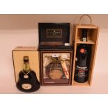 A magnum of Taylors LBV port, 1983, a bottle of Hennessy XO cognac,