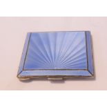 A silver and blue enamel powder compact, Chester 1947,