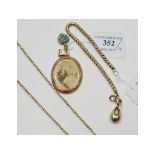A Victorian heart shaped pendant, set turquoise and diamonds, a portrait pendant, a necklace,