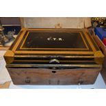 A 19th century Allibhoy Vallijee & Sons black and gold painted metal dispatch box, initialled CTR,