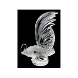 A Lalique Coq Nain clear and frosted glass car mascot, inscribed LALIQUE FRANCE to be the base, 20.