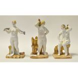 A group of three studio pottery figures, in the form of female bathers in various guises,