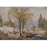 John Corcoran, a snowy landscape, oil on canvas, signed, 60 x 90.