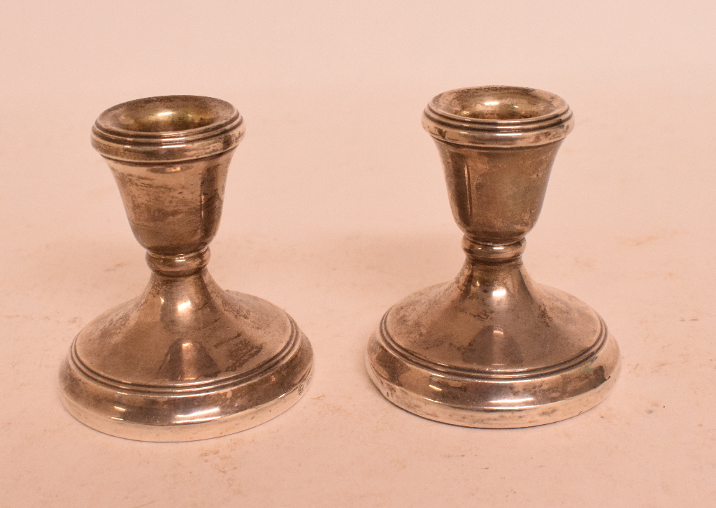 A pair of silver dwarf candlesticks, Birmingham 1993, 7.