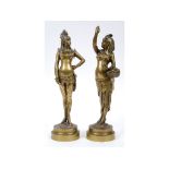 A pair of Art Deco bronze figures after Edmond Tassel, both bases inscribed A GREVIN el BEER,