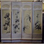 A set of four Chinese scrolls, depicting the four seasons,