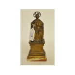 A grand tour bronze, of St Peter, on a marble type base,