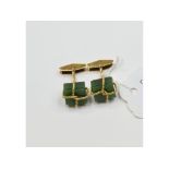 A pair of 18ct gold and nephrite cufflinks,