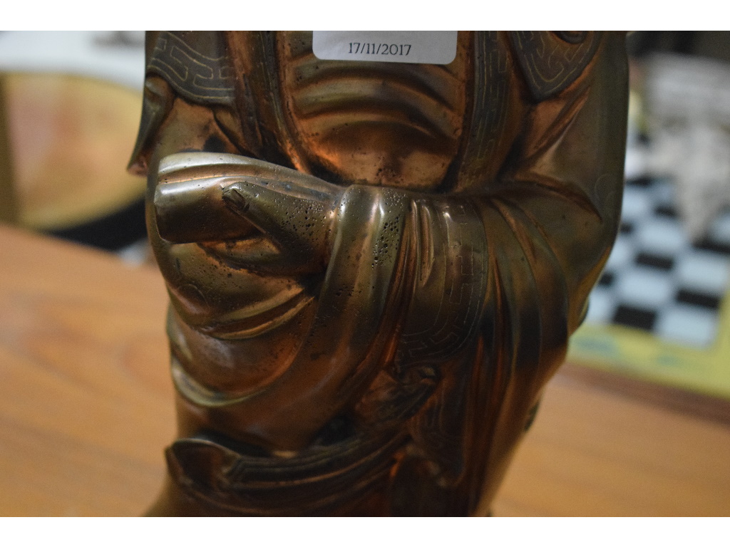 An Eastern bronze figure, in the form of Bodhidharma, - Image 8 of 9