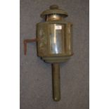 A copper Travelling Chariot lamp, of cylindrical form,