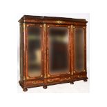 A French kingwood breakfront wardrobe, applied gilt metal mounts,