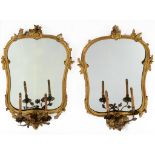 A pair of late 19th century Italian gilt geso and carved wood girondale, with shaped plates,