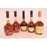 Two bottles of Courvoisier VS cognac, two other bottles of Courvoisier cognac,