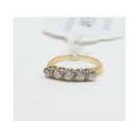 An 18ct gold and five stone diamond ring, shank worn, approx.