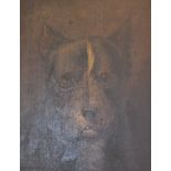 English school, 19th century, a study of a dog's head, oil on board, 24.