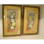 W Rayworth of Derby, a study of flowers, mixed media on porcelain, signed, 44 x 19 cm,