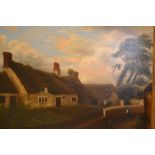 English school, 19th century, Cottages at Chickerell, Dorset, oil on canvas,