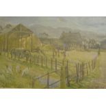 B Sinclair, a farmstead, oil on canvas, signed and dated 1949,