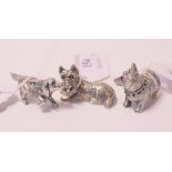 A miniature silver Corgi dog with gem set eyes and collar, 2.