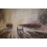 John Bampfield, cavalry advancing, oil on canvas, signed, 59.