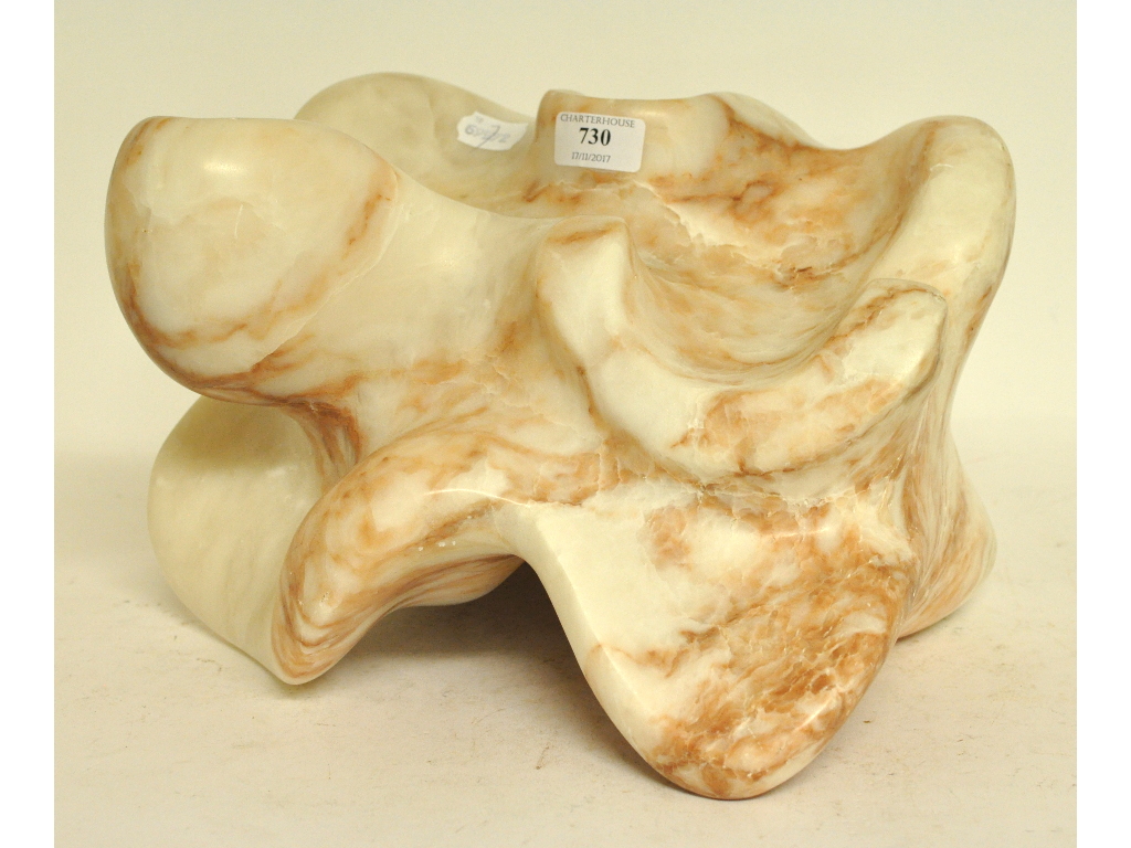 P R Bowl, a marble sculpture, abstract form,