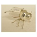 A novelty plated and glass honey pot, in the form of a bee,