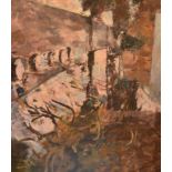 English school, 20th century, an abstract garden landscape, oil on canvas,