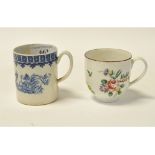 A late 18th century Bristol porcelain coffee cup, decorated flowers in enamel colours, 6 cm high,