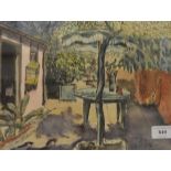 G Owen Jones, Courtyard at the Dauphine, La Fete Bernard (?), signed and dated 1947,