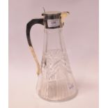 A silver mounted cut glass claret jug,