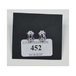 A pair of Art Deco style sapphire and diamond stud earrings