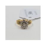 An 18ct gold and diamond flowerhead ring, approx.