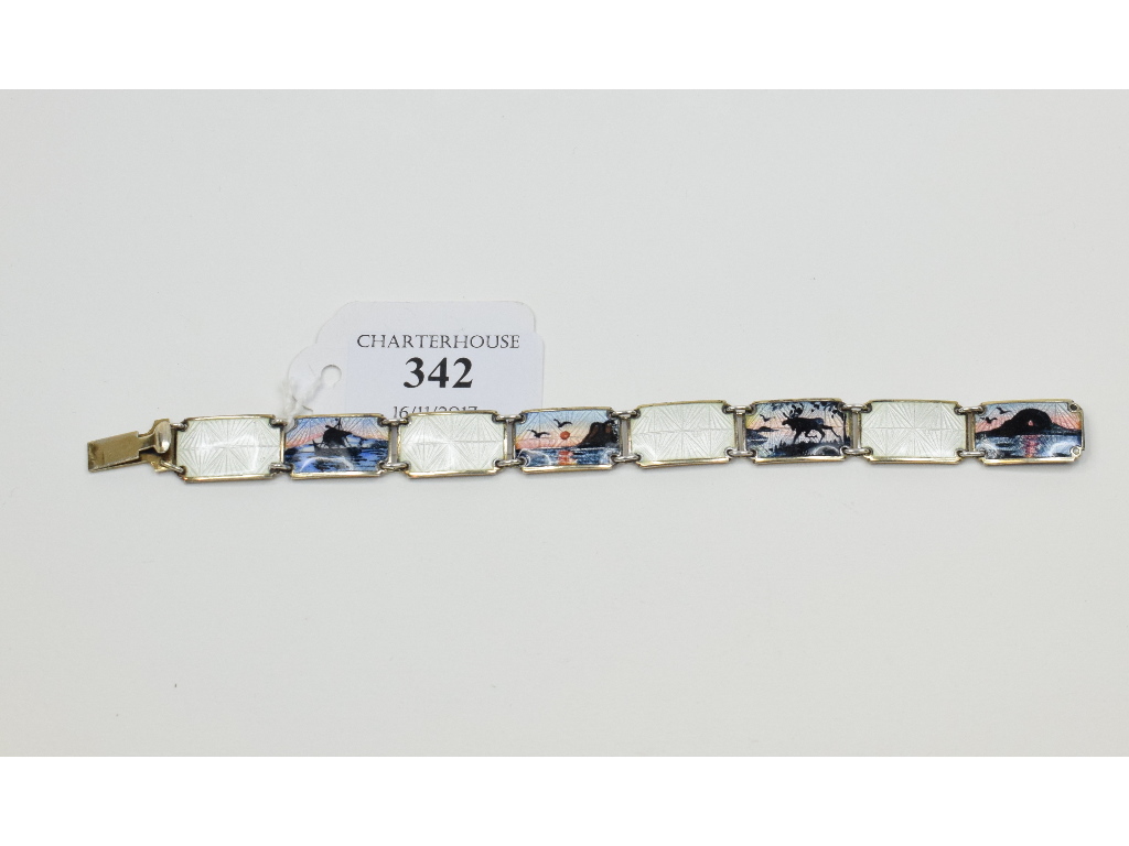 A Scandinavian silver and enamel bracelet,