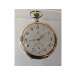 EXTRA LOT: A silver coloured metal Omega open face pocket watch,