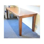 A French country house style oak table, on tapering square legs, made Jonathan Shirley,