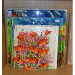 Christopher Bell, ten abstract floral studies, mixed media on glass, most signed,