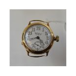 A gentleman's 9ct gold Waltham trench style wristwatch