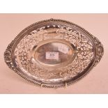 A silver basket, with pierced foliate decoration, monogrammed, Sheffield 1902, approx. 9.