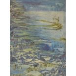 M D, an abstract sea, oil on board, initialled, 74.5 x 54.