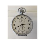 EXTRA LOT: A stainless steel open face chronograph pocket watch,