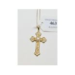 A 9ct gold, pearl and diamond cross,