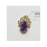 A Cropp & Farr 18ct gold and amethyst quartz pendant