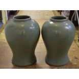 Two large Chinese celadon crackle glaze vases,