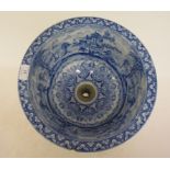 A Thomas Twyford pottery wash basin or sink, with blue transfer printed decoration,