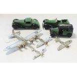 Assorted Dinky Toys vehicles and aircraft, including a Bentley coupe, Alvis tourer,