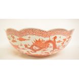 A large Japanese eggshell bowl, decorated dragons, 48.