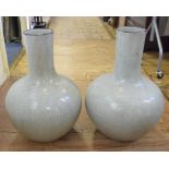A pair of large Chinese celadon crackle glaze vases,